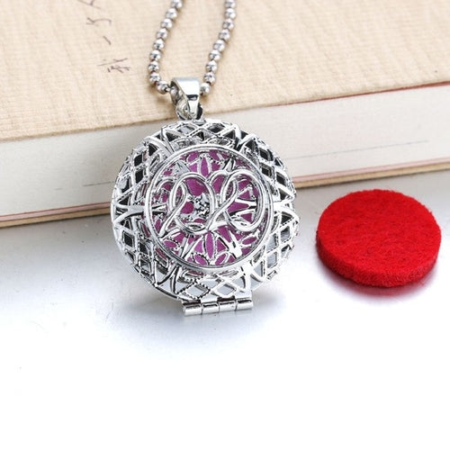 Circles Aroma Diffuser Necklace Open Lockets