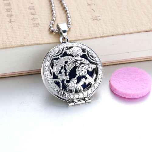 Circles Aroma Diffuser Necklace Open Lockets