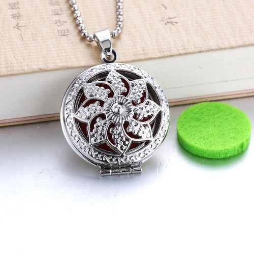 Circles Aroma Diffuser Necklace Open Lockets